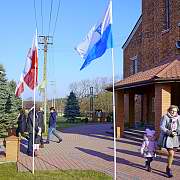 11 listopada 2018 roku, Prawno. Po Mszy św. <i>Boże, niech wysiłki naszych ojców w obronie niepodległości Polski będą dokończone trudem naszego codziennego życia.</i>